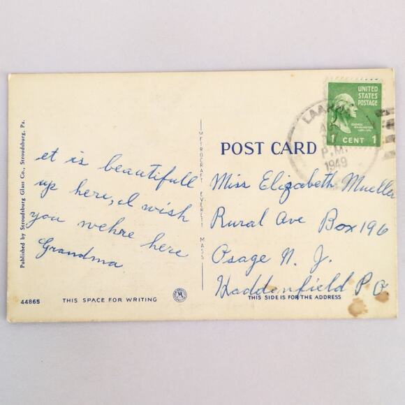 Buckhill Falls Pennsylvania 1940s Linen Postcard PA PC 1949 Scenic Waterfall - Picture 2 of 2